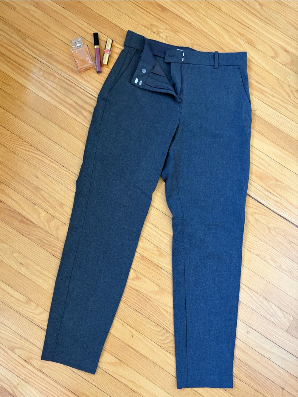 H&M Women's Slim Straight Pants in Navy
